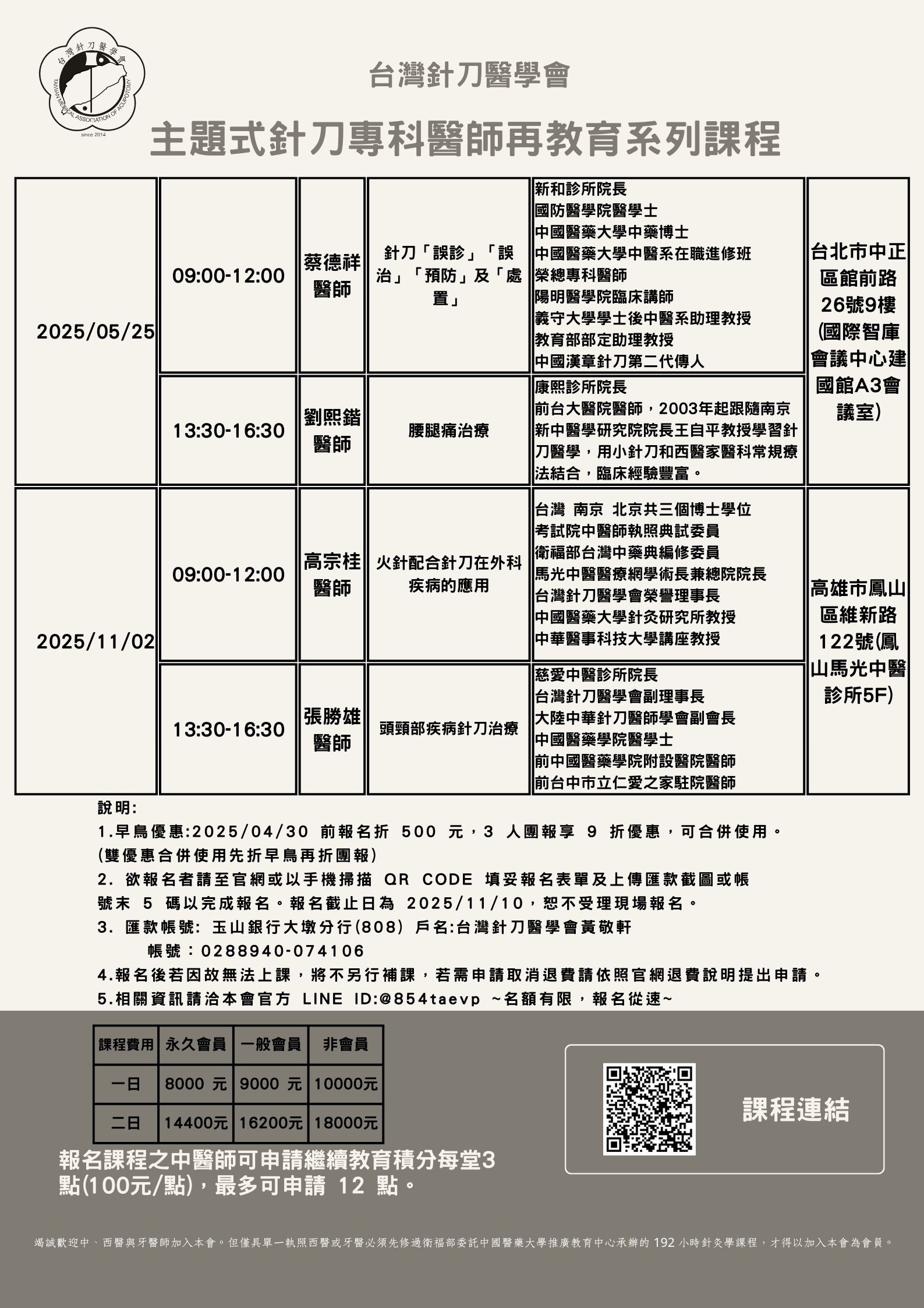 2025年主題式針刀專科醫師再教育系列課程